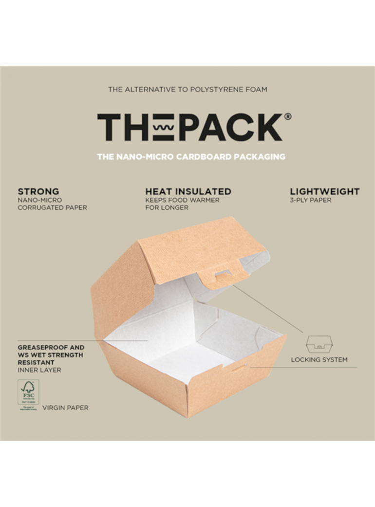 Dėžutė THEPACK sušiams (ruda, 10 x 10 x h4 cm., 50 vnt.)