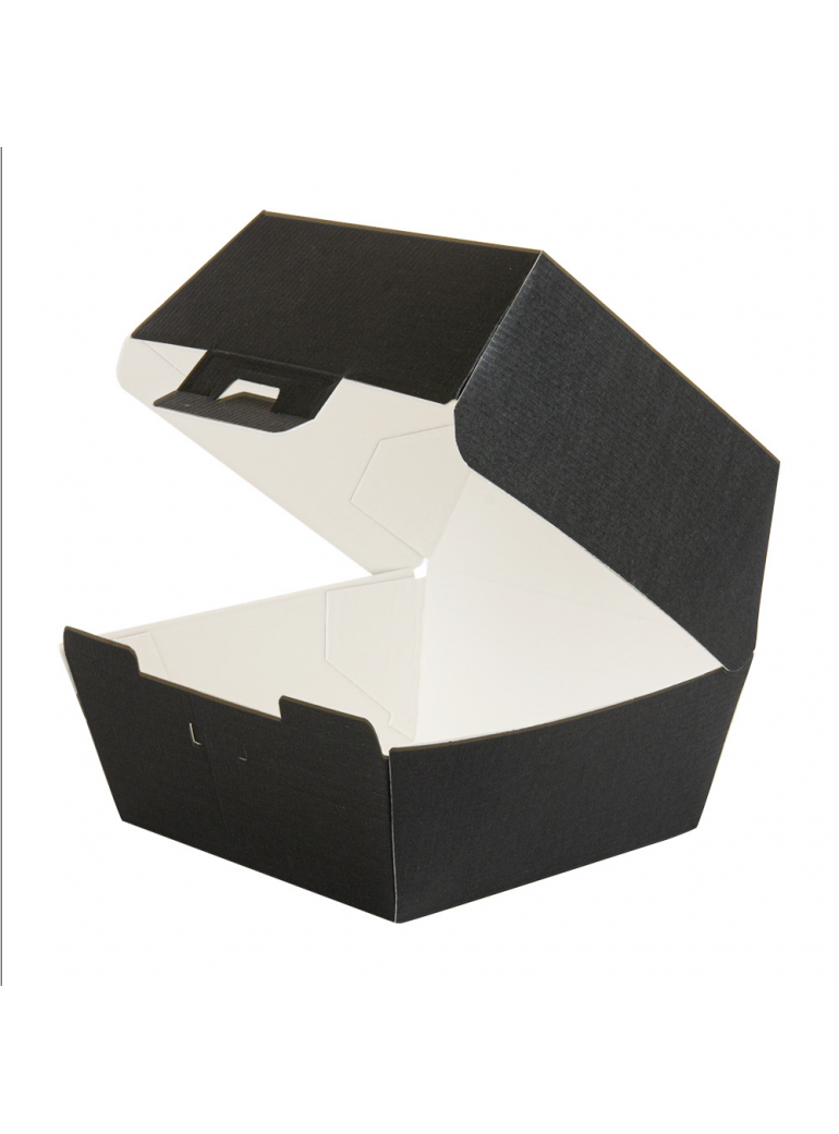 Dėžutė mėsainiams THEPACK (juoda, 13 x 12,5 x h9 cm., 50 vnt.)