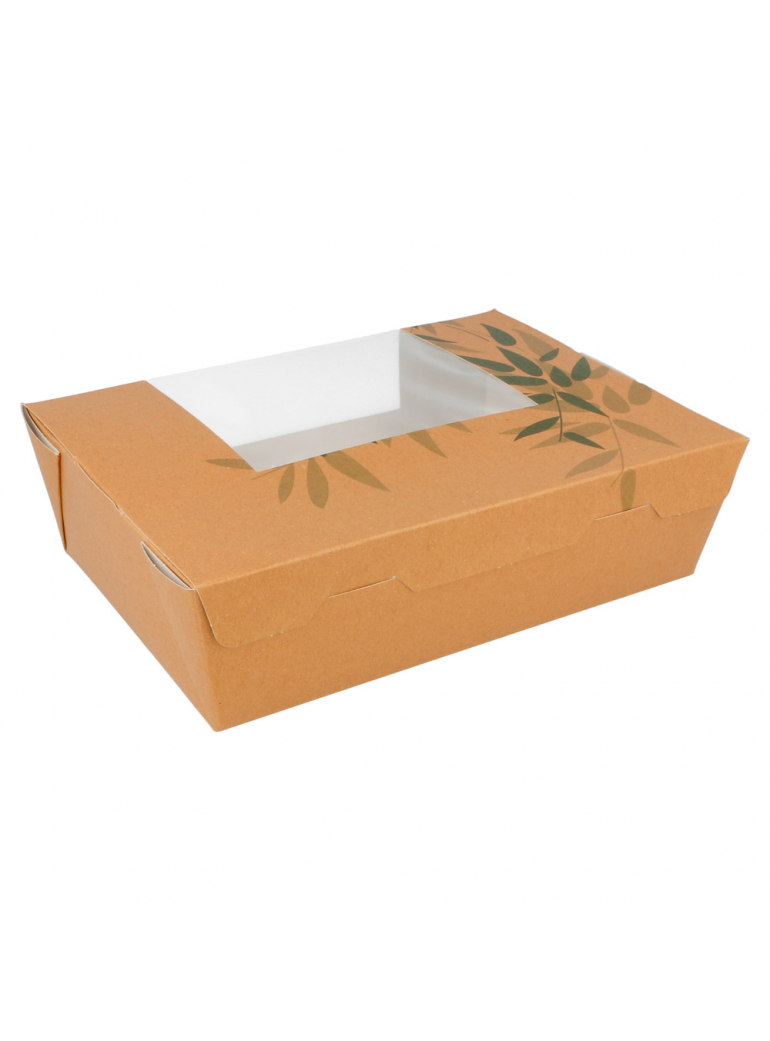 Dėžutė Amerika THEPACK su langu (ruda, 22 x 16 x 6,4 cm., 50 vnt.)