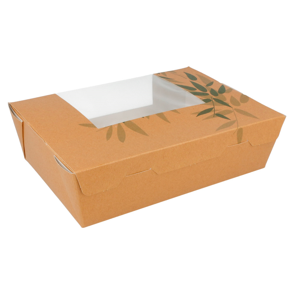 Dėžutė Amerika THEPACK su langu (ruda, 22 x 16 x 6,4 cm., 50 vnt.)