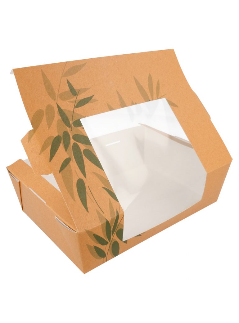 Dėžutė Amerika THEPACK su langu (ruda, 22 x 16 x 6,4 cm., 50 vnt.)