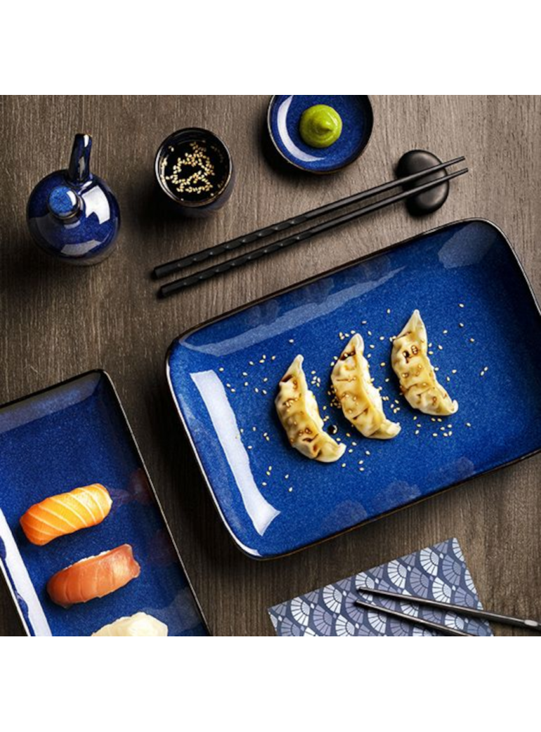 Lėkštė stačiakampė, JAP, mėlyna, 22 x 12,8 x h1,8 cm.