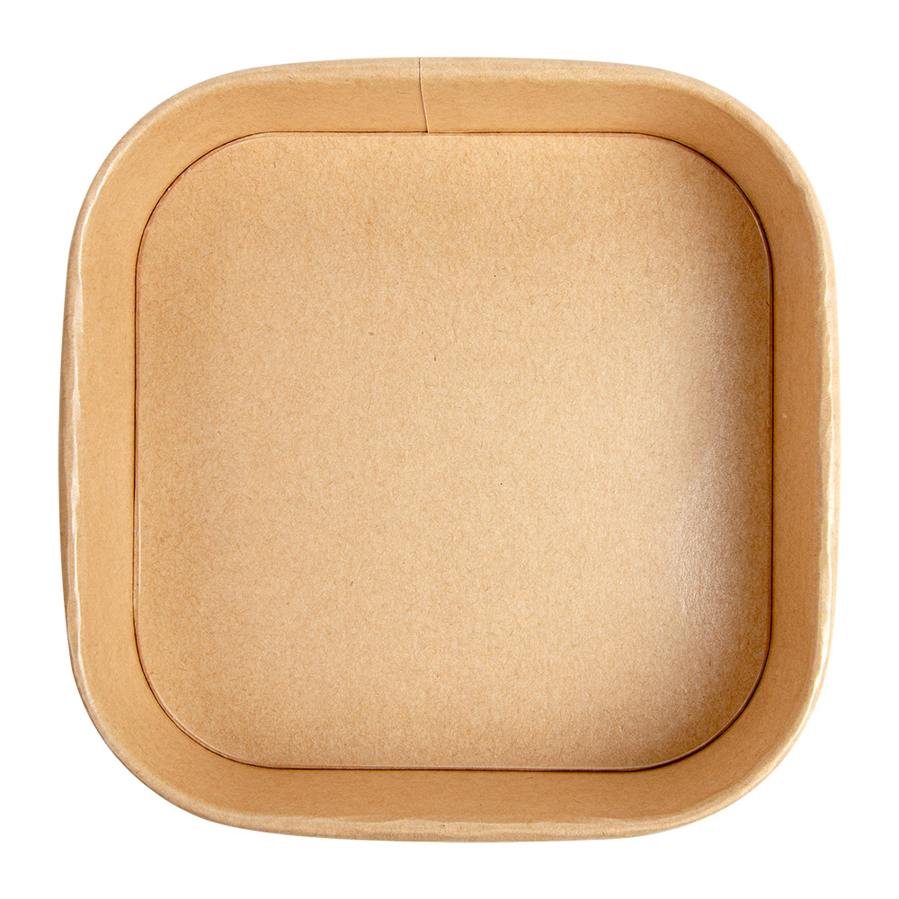 Vienkartinė kvadratinė dėžutė KRAFT (750ml., 16,5 x 16,5 x h4,4 cm., 50 vnt.)