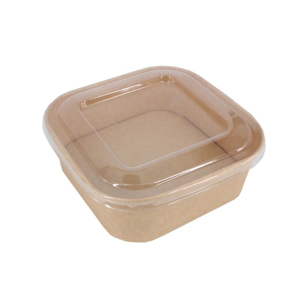 Vienkartinė kvadratinė dėžutė KRAFT (1200 ml., 16,5 x 16,5 x h6,6 cm., 50 vnt.)