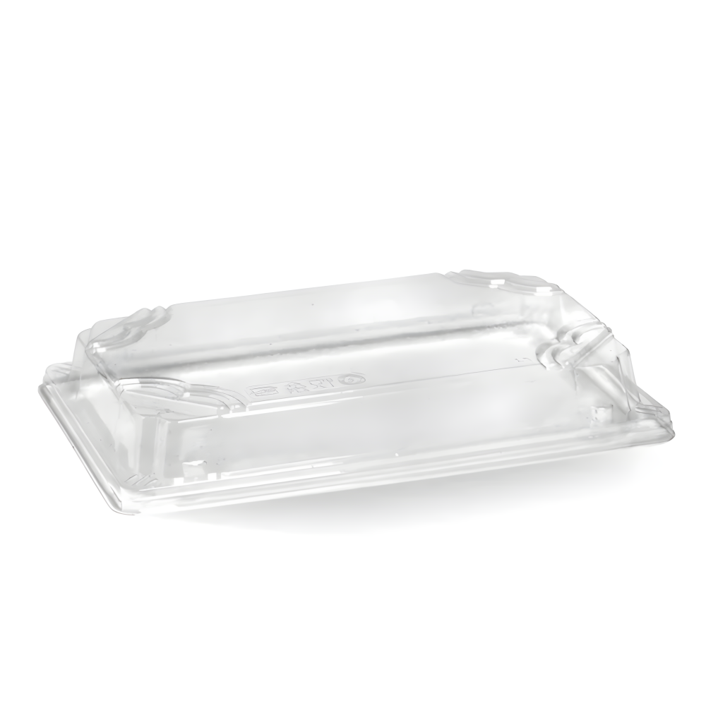 Disposable PET lid for container LUDK302-02 for sushi box (24 x 15 x h3 cm., 90 pcs.) Disposable PET lid for container LUDK302-02 for sushi box (24 x 15 x h3 cm., 90 pcs.)