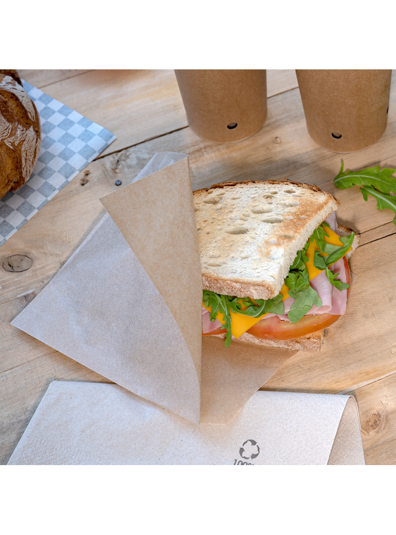 Dvipusis popierius mėsainiams (atsparus riebalams, 16 x 16,5 cm., 500 vnt.)