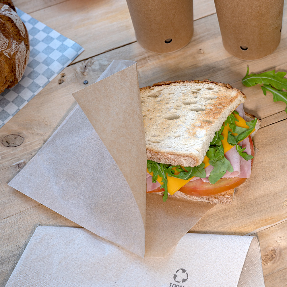 Dvipusis popierius mėsainiams (atsparus riebalams, 16 x 16,5 cm., 500 vnt.)