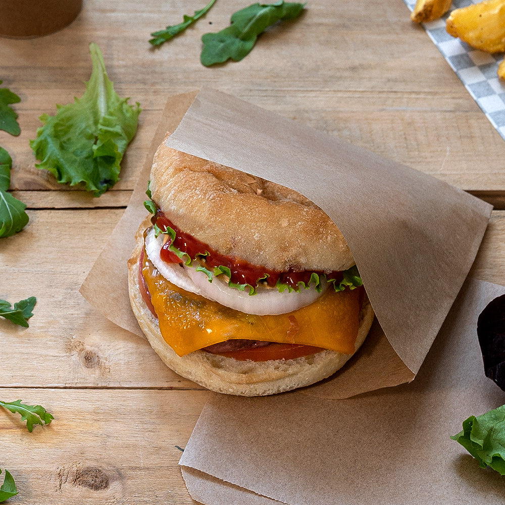 Dvipusis popierius mėsainiams (atsparus riebalams, 16 x 16,5 cm., 500 vnt.)