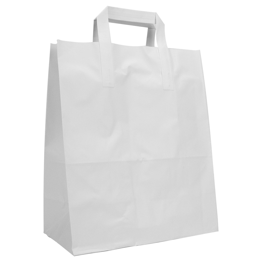 Paper bag with handles (white, h26 + 17 x 25 cm., 1 pc.) Paper bag with handles (white, h26 + 17 x 25 cm., 1 pc.)