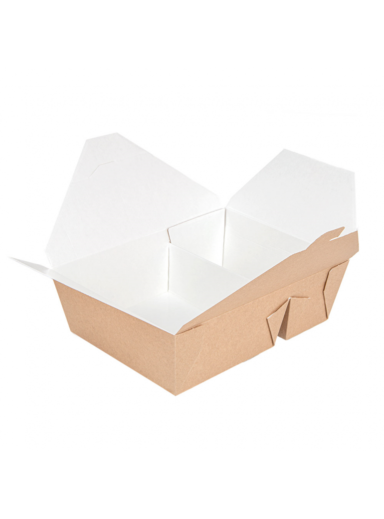 Dėžutė THEPACK Amerika (ruda, dviejų skyrių 1320 + 660 ml., 50 vnt.)