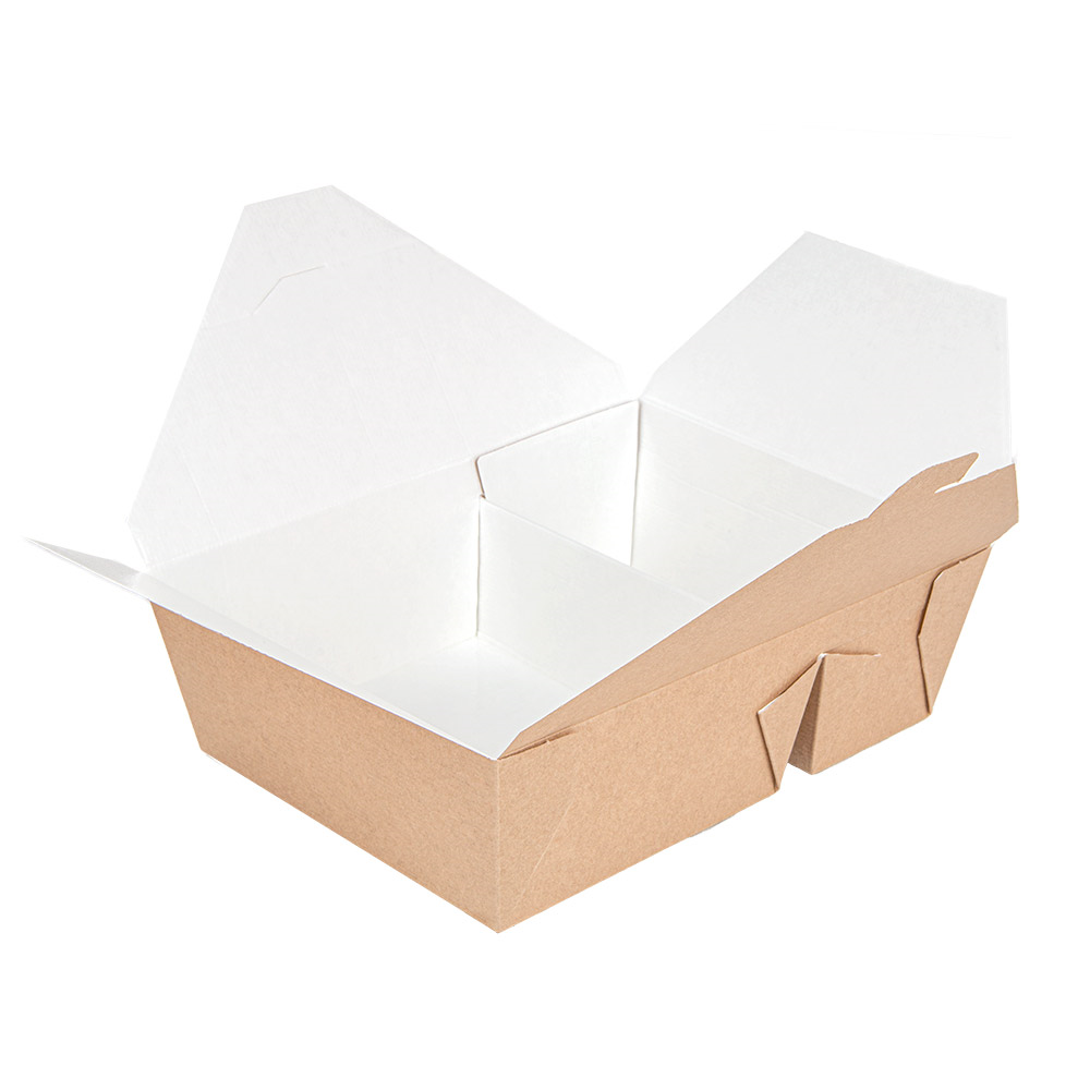 Dėžutė THEPACK Amerika (ruda, dviejų skyrių 1320 + 660 ml., 50 vnt.)