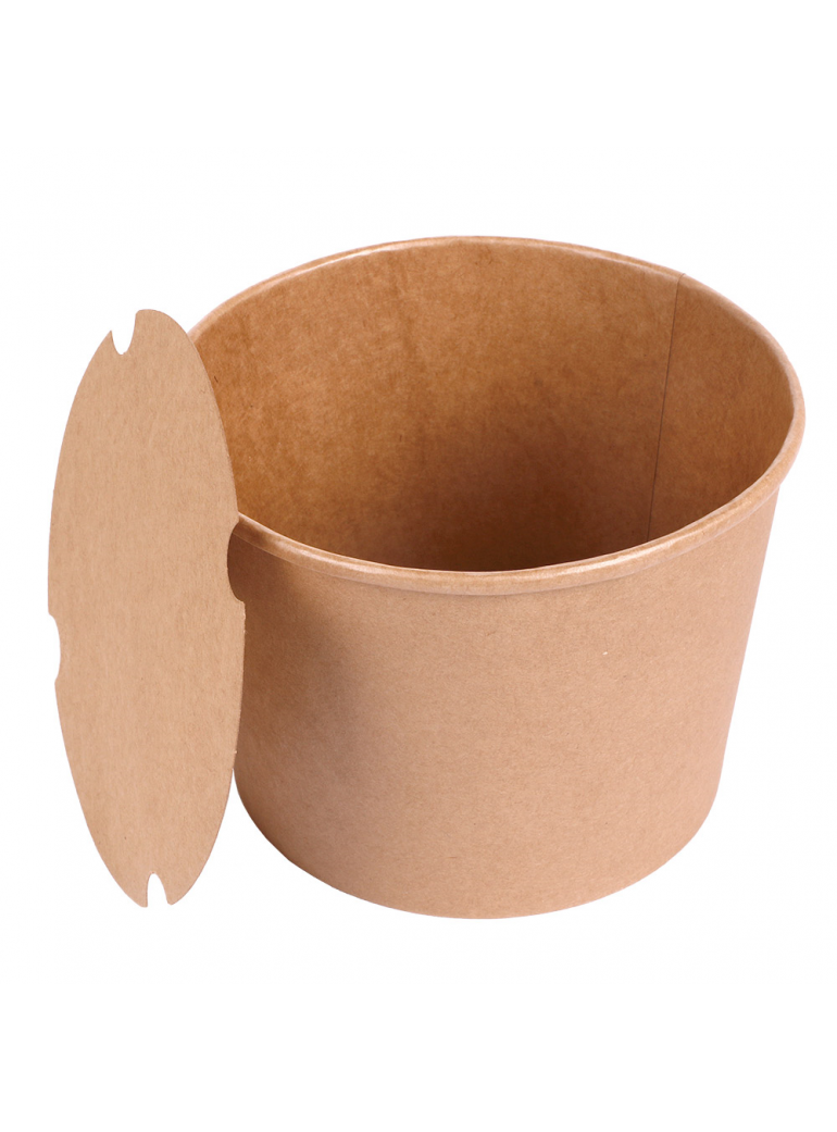 Vienkartinis kibirėlis vištienai popierinis su dangteliu (rudas, 1920 ml., 50 vnt.)