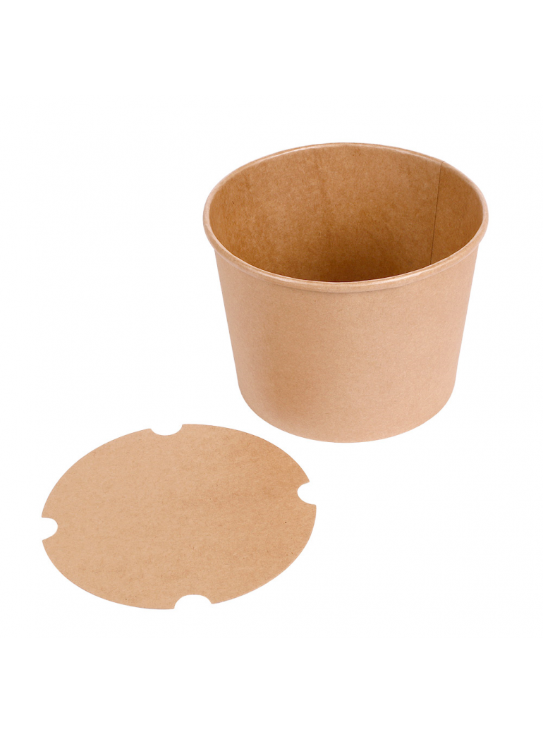 Vienkartinis kibirėlis vištienai popierinis su dangteliu (rudas, 1920 ml., 50 vnt.)