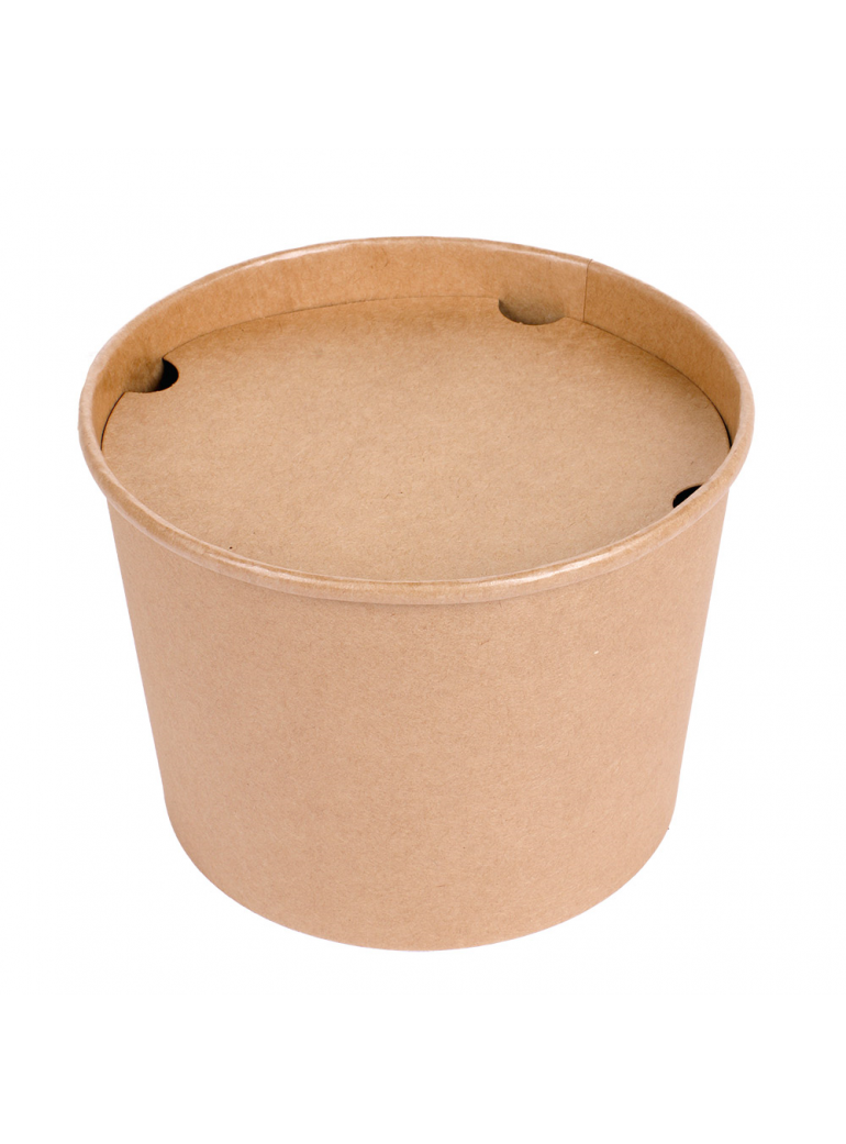 Vienkartinis kibirėlis vištienai popierinis su dangteliu (rudas, 1920 ml., 50 vnt.)