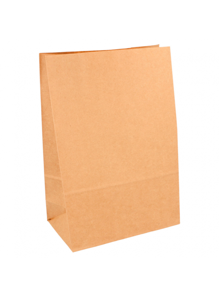 Maišelis be rankenų su dugnu (rudas, 32+20x33 cm., 250 vnt.)