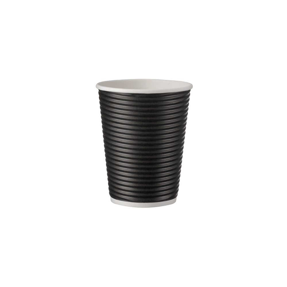 Disposable coffee cups (black fluted, 250 ml., 25 pcs.) Disposable coffee cups (black fluted, 250 ml., 25 pcs.)