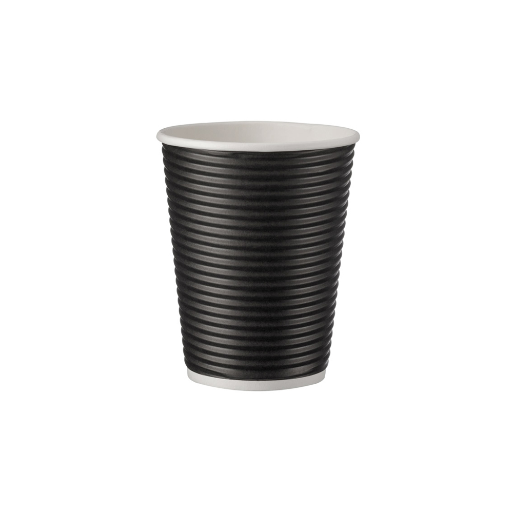 Disposable cups for coffee (black fluted, 350 ml., 25 pcs.) Disposable cups for coffee (black fluted, 350 ml., 25 pcs.)