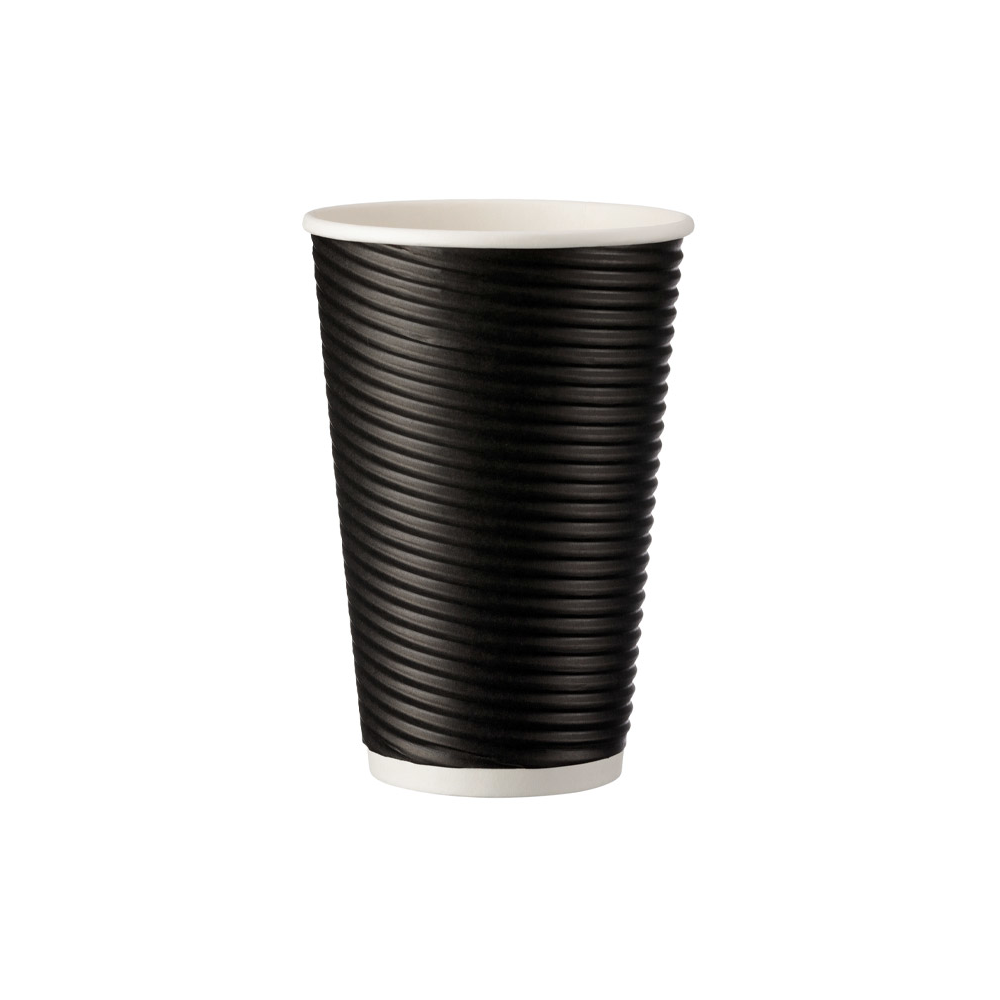 Disposable cups for coffee (black fluted, 450 ml., 25 pcs.) Disposable cups for coffee (black fluted, 450 ml., 25 pcs.)