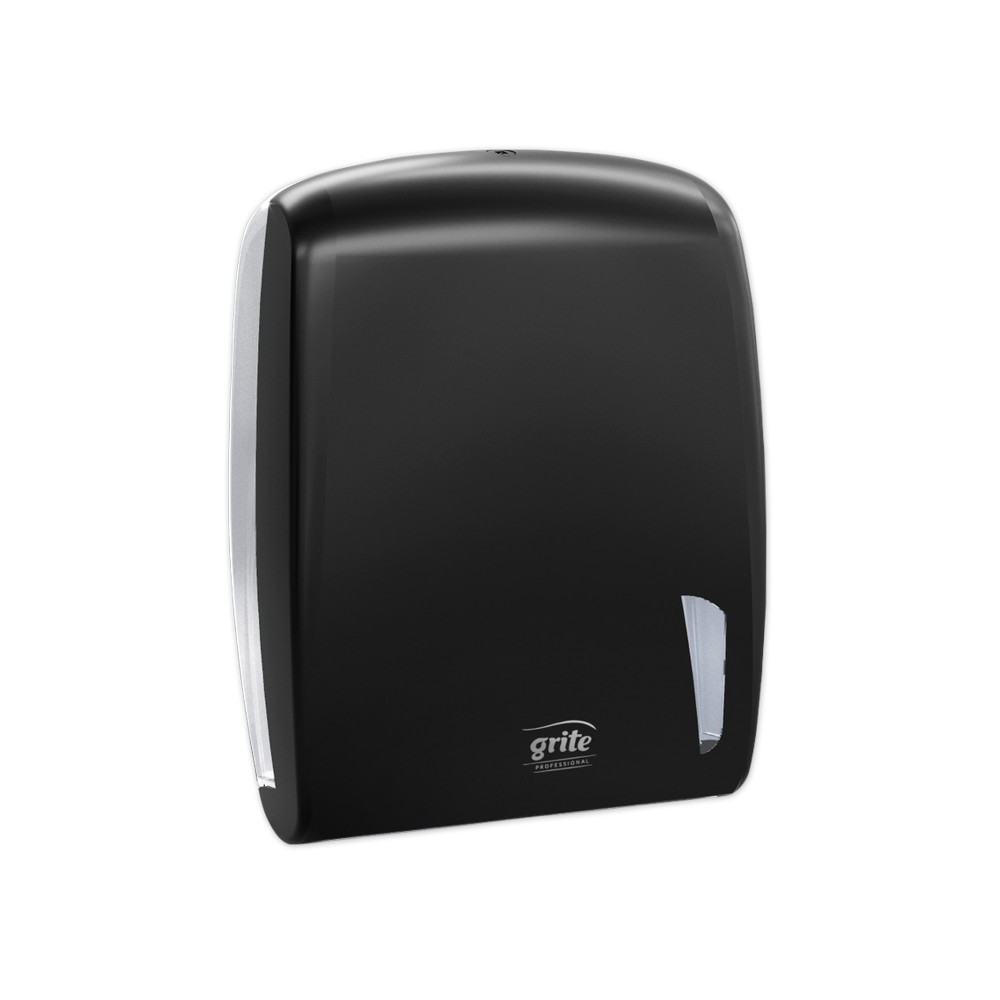 Sheet towel V-bend dispenser, made of recycled plastic, black Sheet towel V-bend dispenser, made of recycled plastic, black