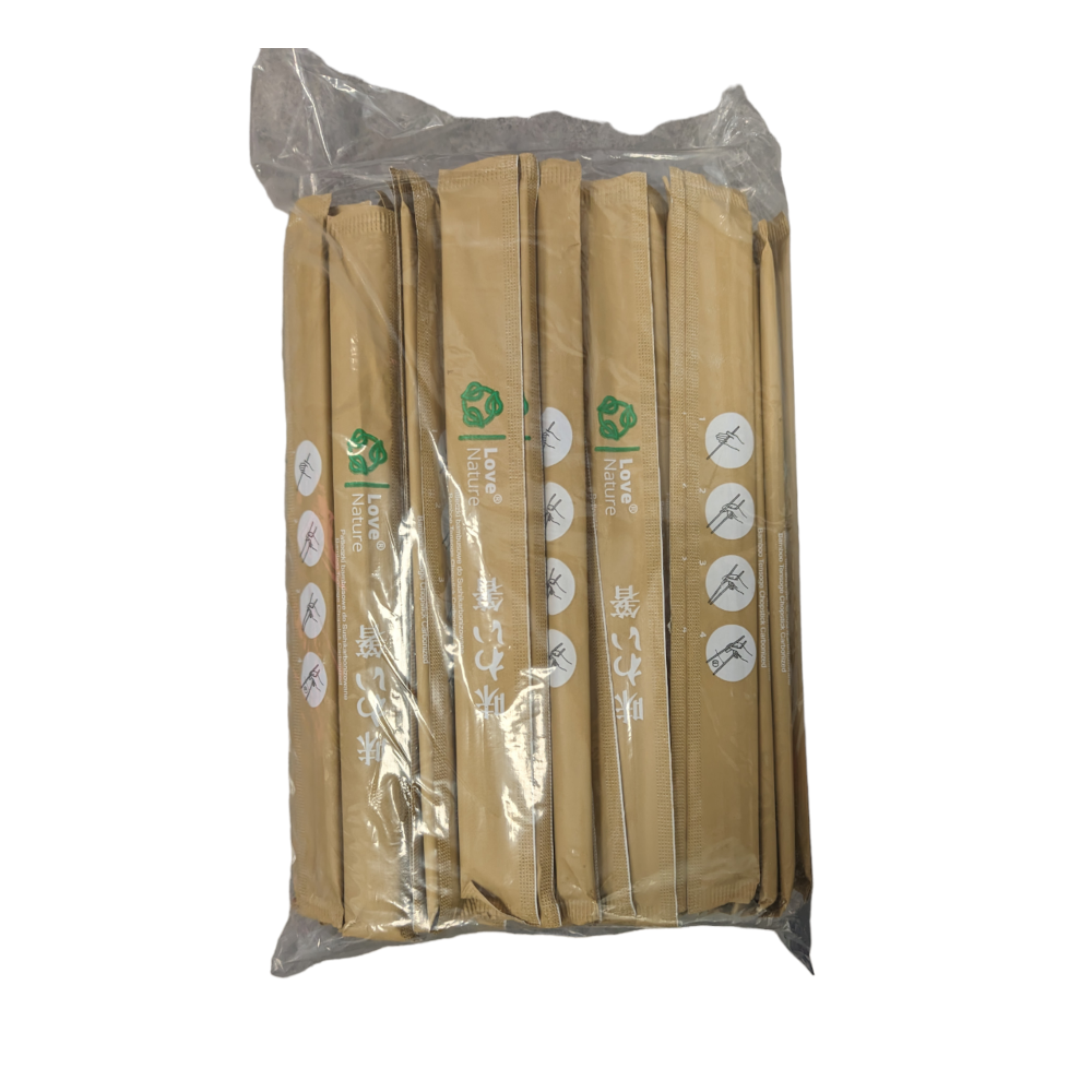 Disposable bamboo chopsticks, packed (21 cm., 100 pcs.)