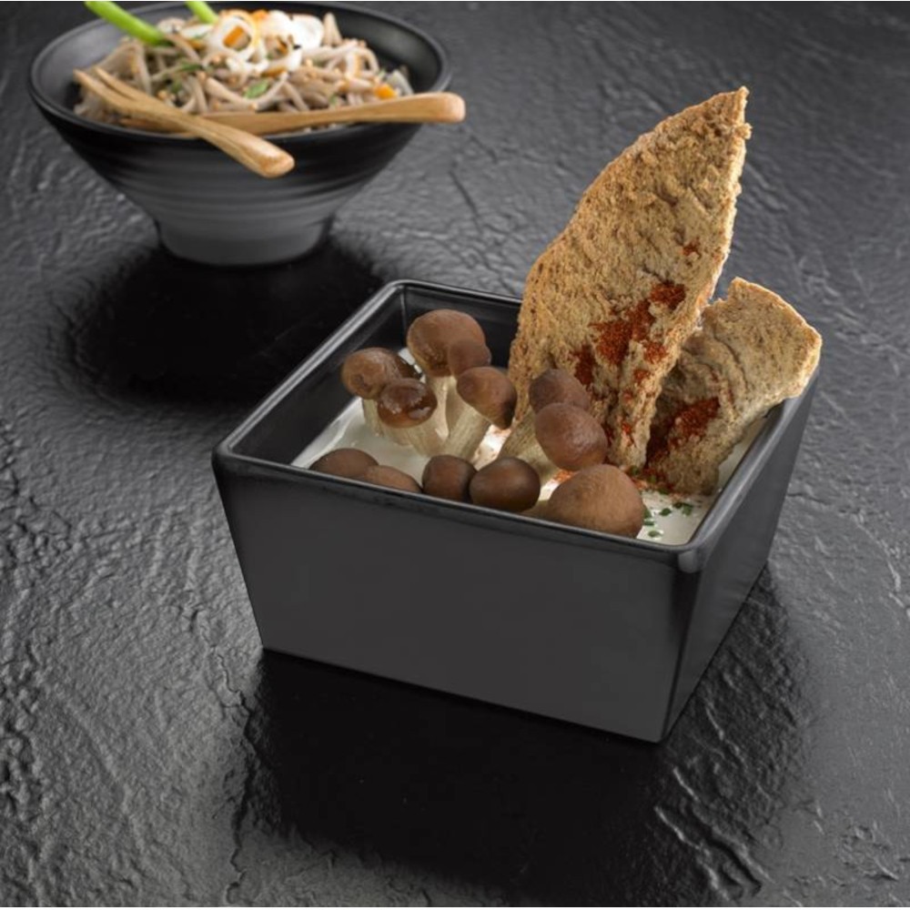 Dubenėlis pateikimui kvadratinis, juodas, 10,6 x 9,6 x 5 cm