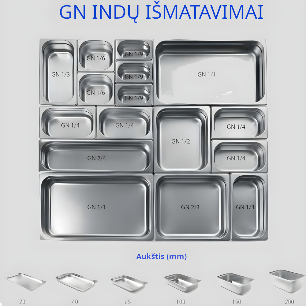 GN container 1/1 (stainless steel, 53 x 32.5 + h15 cm., 20 l.)