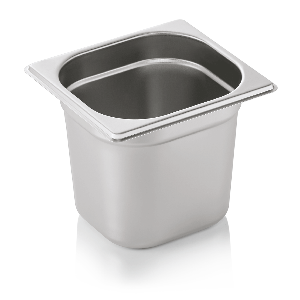 GN container 1/6 (stainless steel, 17.6 x 16.2 cm. + h15 cm., 2.4 l.)
