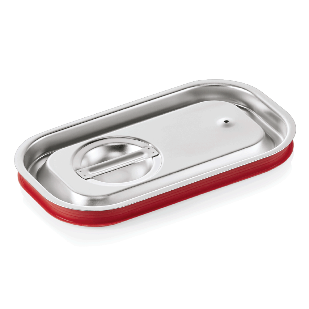 Lid for GN 1/4 container. Sealed, stainless steel. Lid for GN 1/4 container. Sealed, stainless steel.