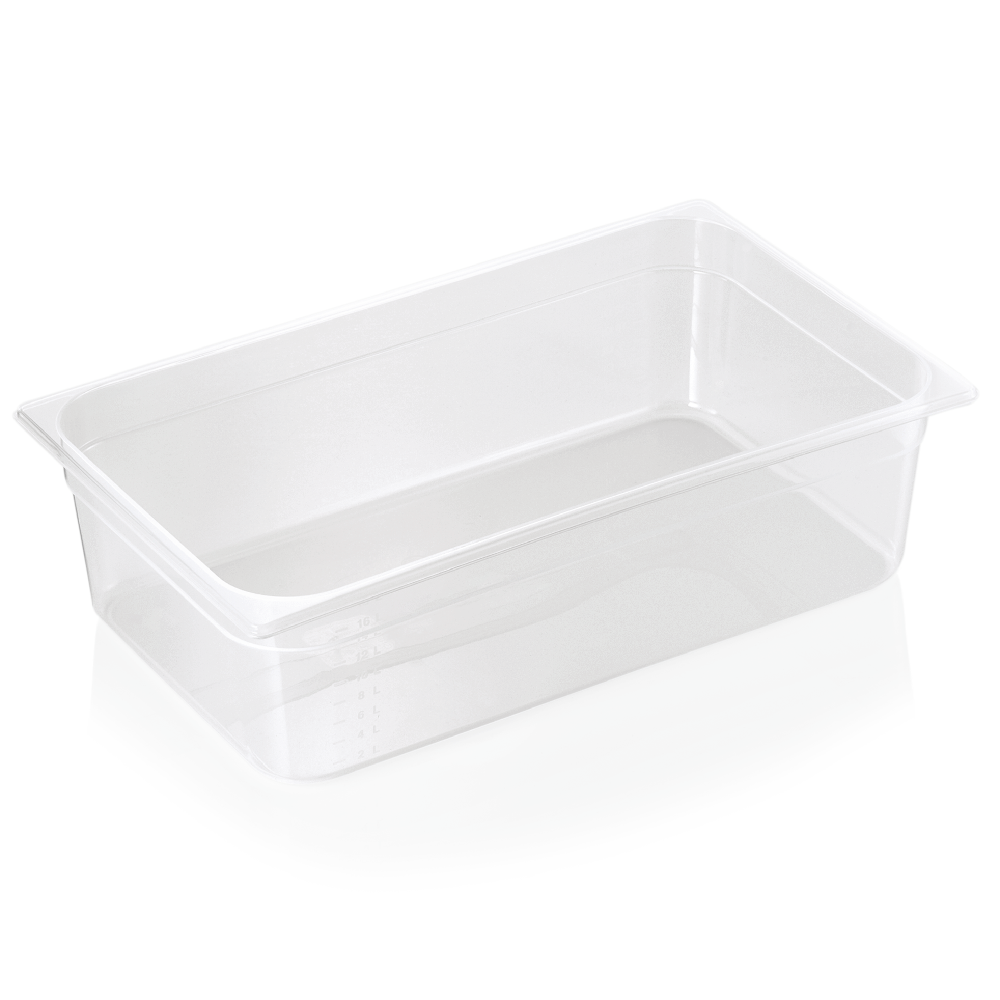 GN indas 1/1 (PP, skaidrus, 53 x 32,5 + h20 cm., 26,4 l.) GN indas 1/1 (PP, skaidrus, 53 x 32,5 + h20 cm., 26,4 l.)