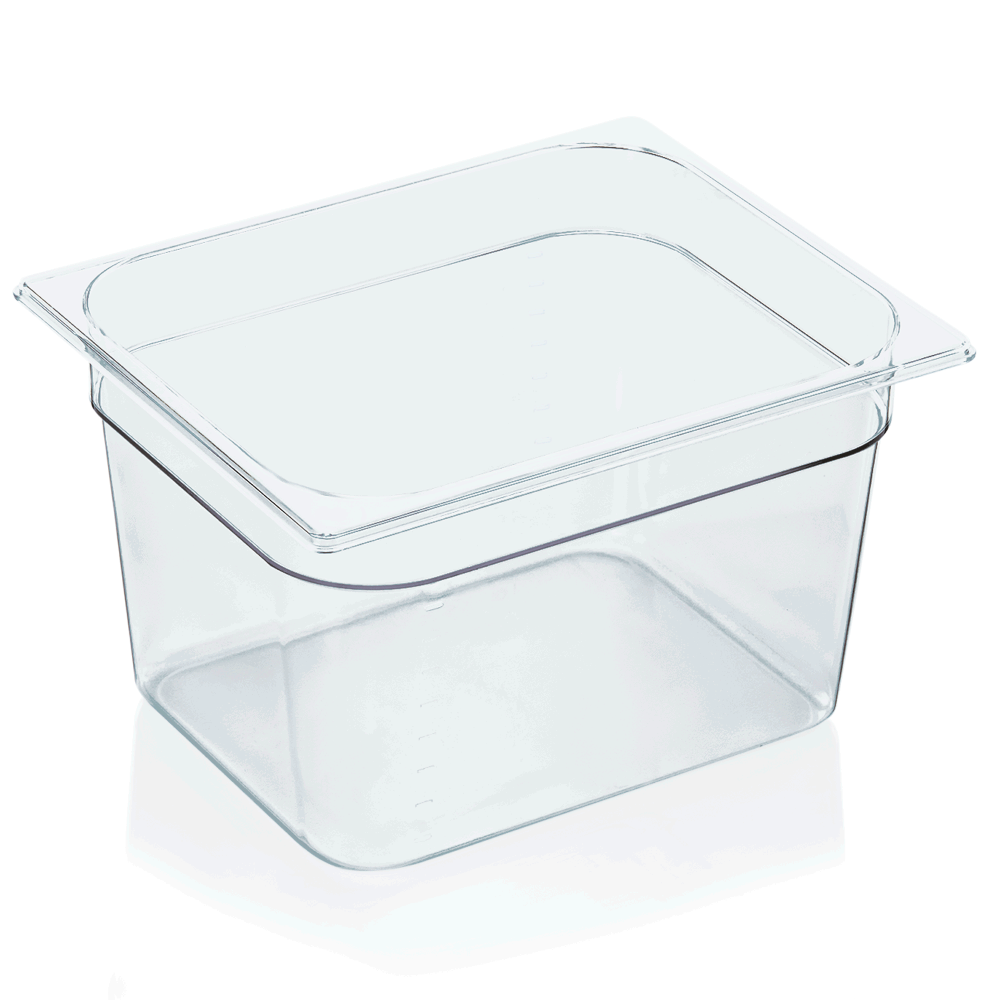GN container 1/2 (PC, transparent, 32.5 x 26.5 + h20 cm., 11.9 l.) GN container 1/2 (PC, transparent, 32.5 x 26.5 + h20 cm., 11.9 l.)