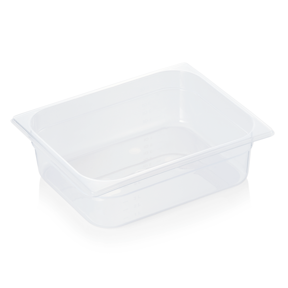 GN container 1/2 (PP, transparent, 32.5 x 26.5 + h10 cm., 6.1 l.) GN container 1/2 (PP, transparent, 32.5 x 26.5 + h10 cm., 6.1 l.)