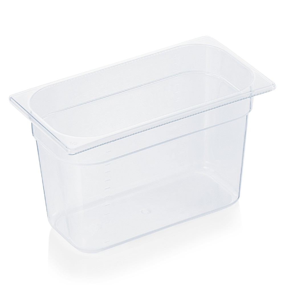 GN indas 1/2 (PP, skaidrus, 32,5 x 26,5 + h20 cm., 7,1 l.) GN indas 1/2 (PP, skaidrus, 32,5 x 26,5 + h20 cm., 7,1 l.)