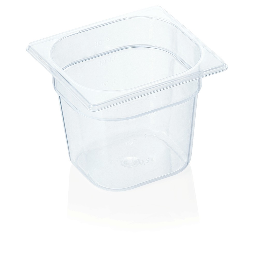 GN container 1/6 (PP, transparent, 17.6 x 16.2 + h15 cm., 2.3 l.) GN container 1/6 (PP, transparent, 17.6 x 16.2 + h15 cm., 2.3 l.)