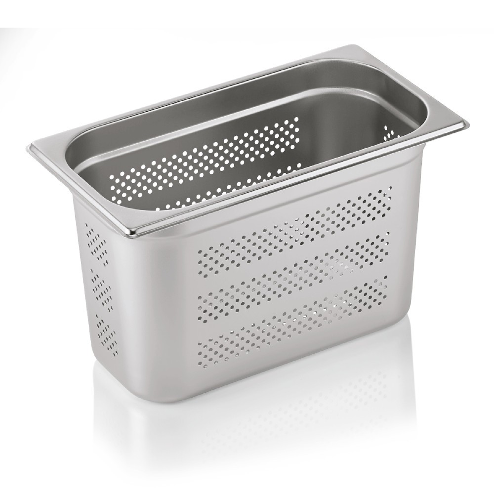 GN container 1/3 (stainless steel, perforated, 32.5 x 17.6 cm. + h20 cm., 7.3 l.) GN container 1/3 (stainless steel, perforated, 32.5 x 17.6 cm. + h20 cm., 7.3 l.)