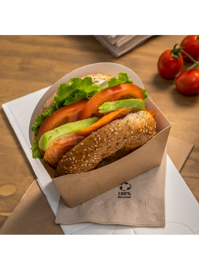 Disposable box THEPACK for bagels/bagels (brown, 12 x 4.5 x 12 cm. pop. (100)