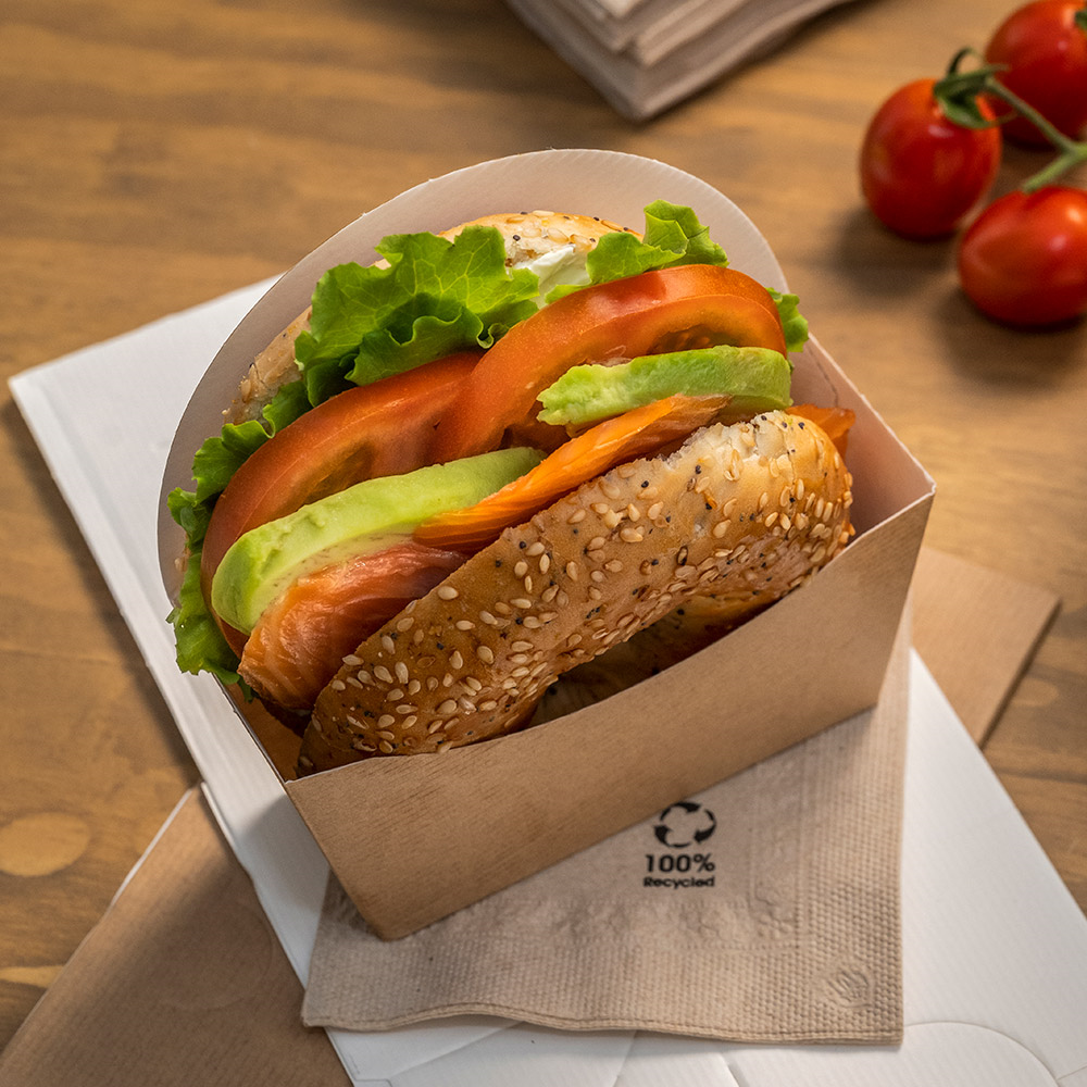 Disposable box THEPACK for bagels/bagels (brown, 12 x 4.5 x 12 cm. pop. (100)