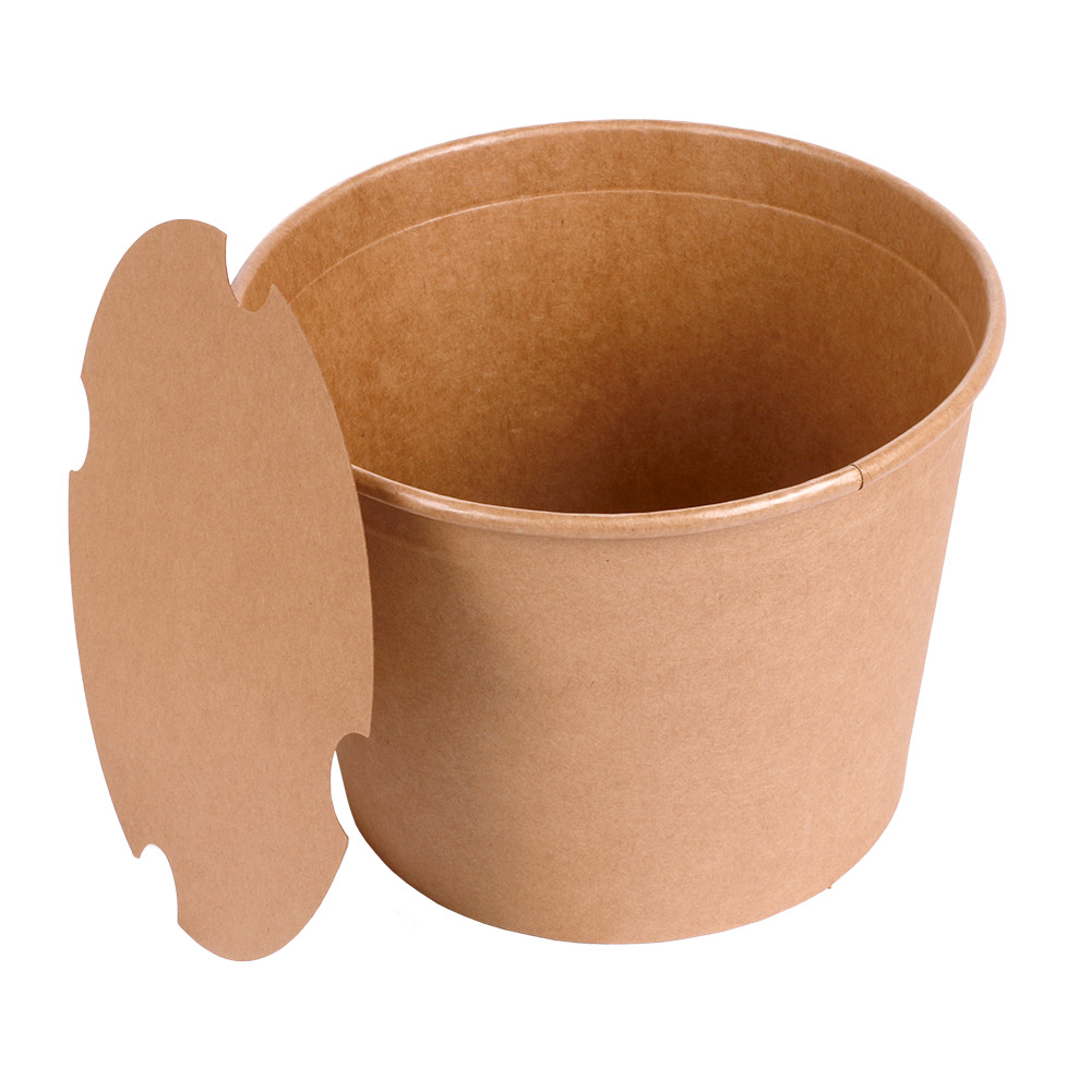 Disposable paper bucket with lids (brown, 2550 ml., Ø18.9 x h14.7 cm., 50 pcs.)