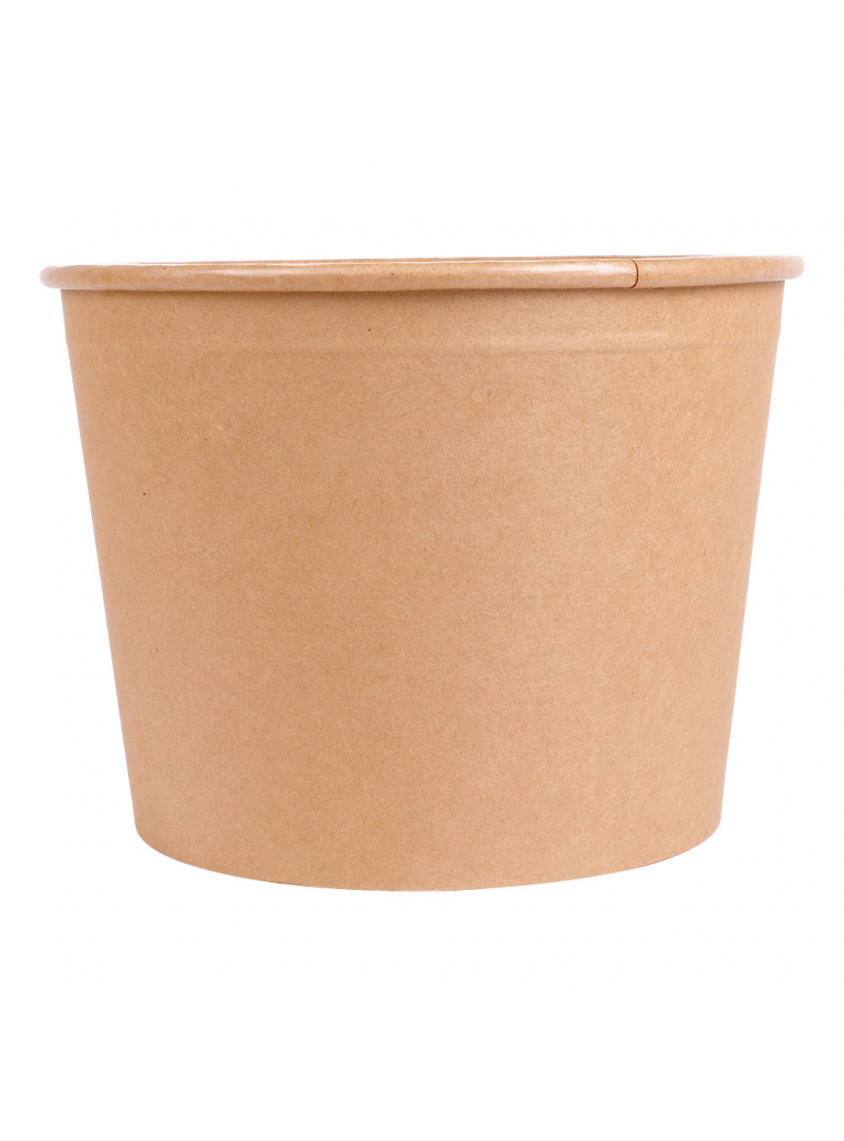 Vienkartinis kibirėlis popierinis su dangtelius (rudas, 2550 ml., Ø18,9 x h14,7 cm., 50 vnt.)