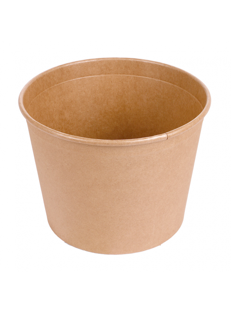 Vienkartinis kibirėlis popierinis su dangtelius (rudas, 2550 ml., Ø18,9 x h14,7 cm., 50 vnt.)