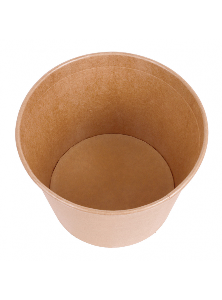 Vienkartinis kibirėlis popierinis su dangtelius (rudas, 2550 ml., Ø18,9 x h14,7 cm., 50 vnt.)