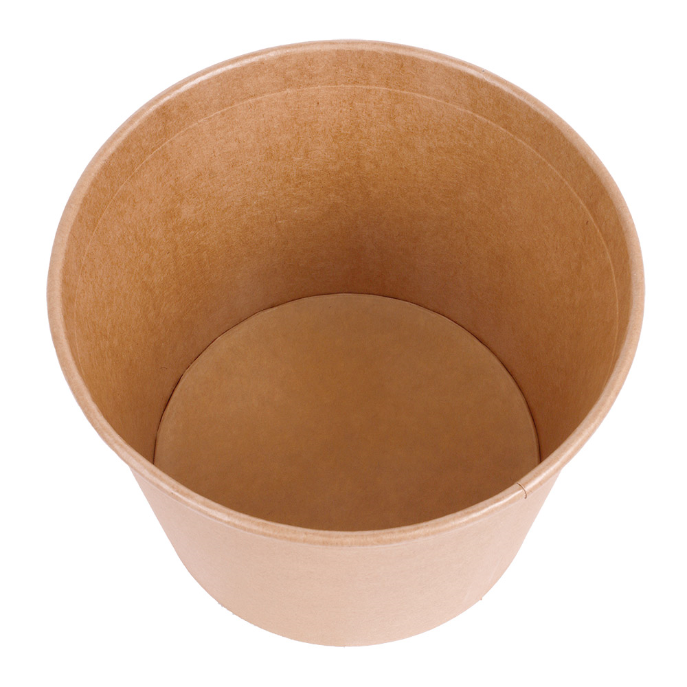 Vienkartinis kibirėlis popierinis su dangtelius (rudas, 2550 ml., Ø18,9 x h14,7 cm., 50 vnt.)