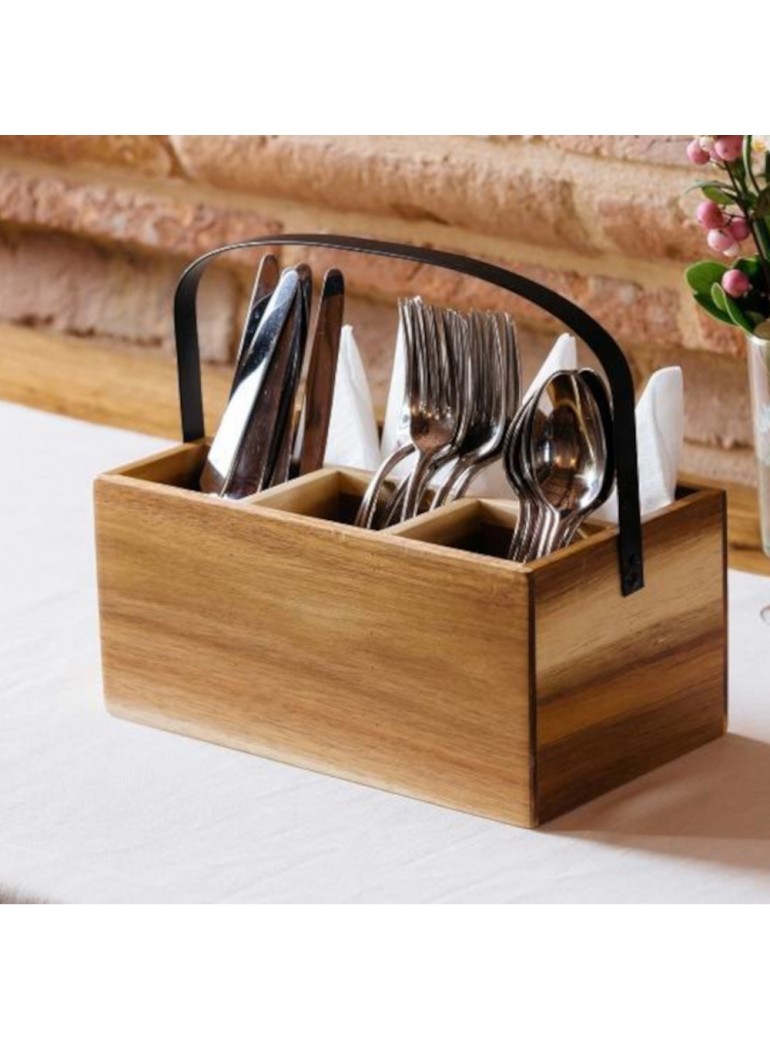 Dėžutė medinė stalo aksesuarams 26 x 15 x h11,7 cm.