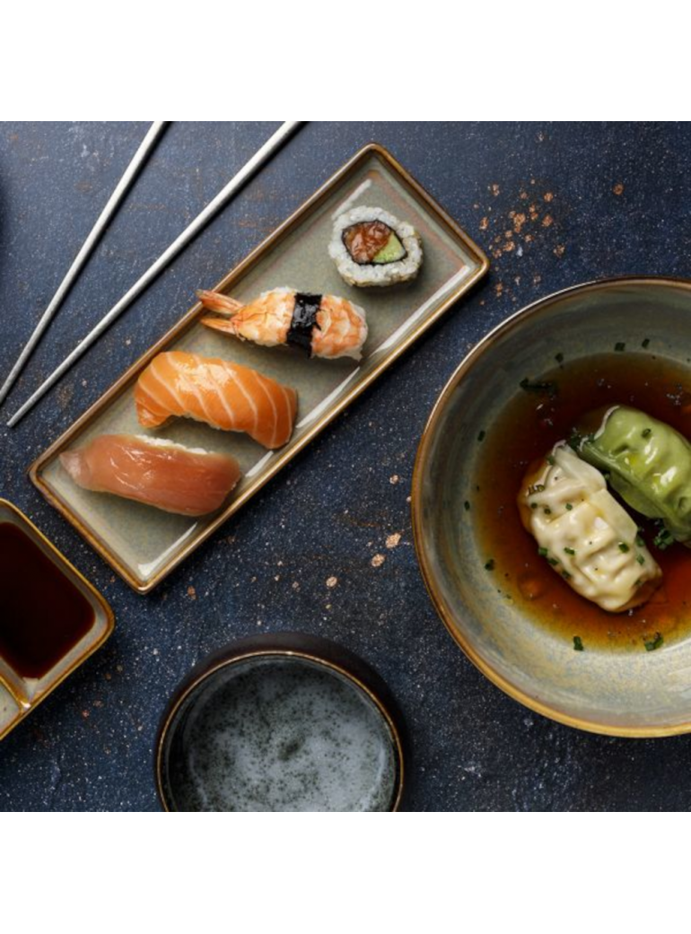 Lėkštė stačiakampė, JAP, ruda, 22 x 12,8 x h2,5 cm.