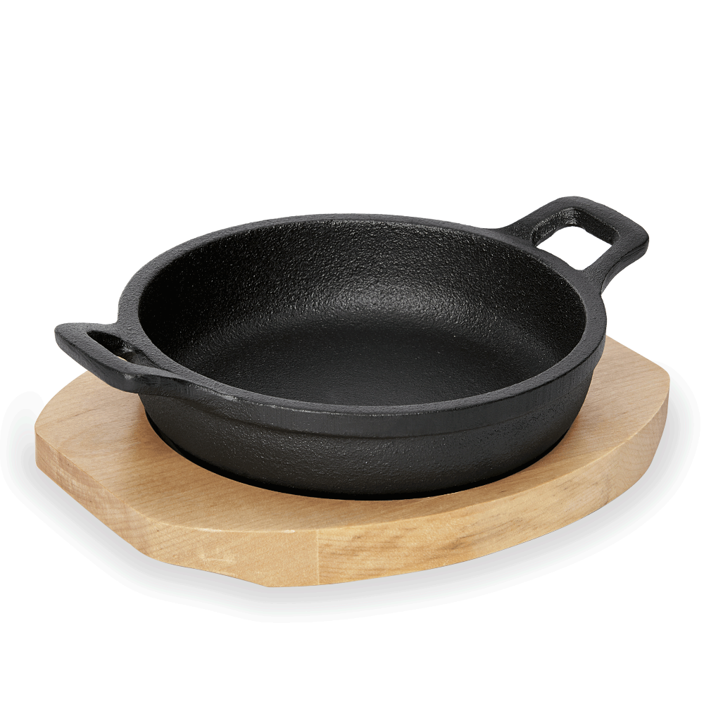Keptuvėlė Ø16 cm. Ketaus su medžio padu.