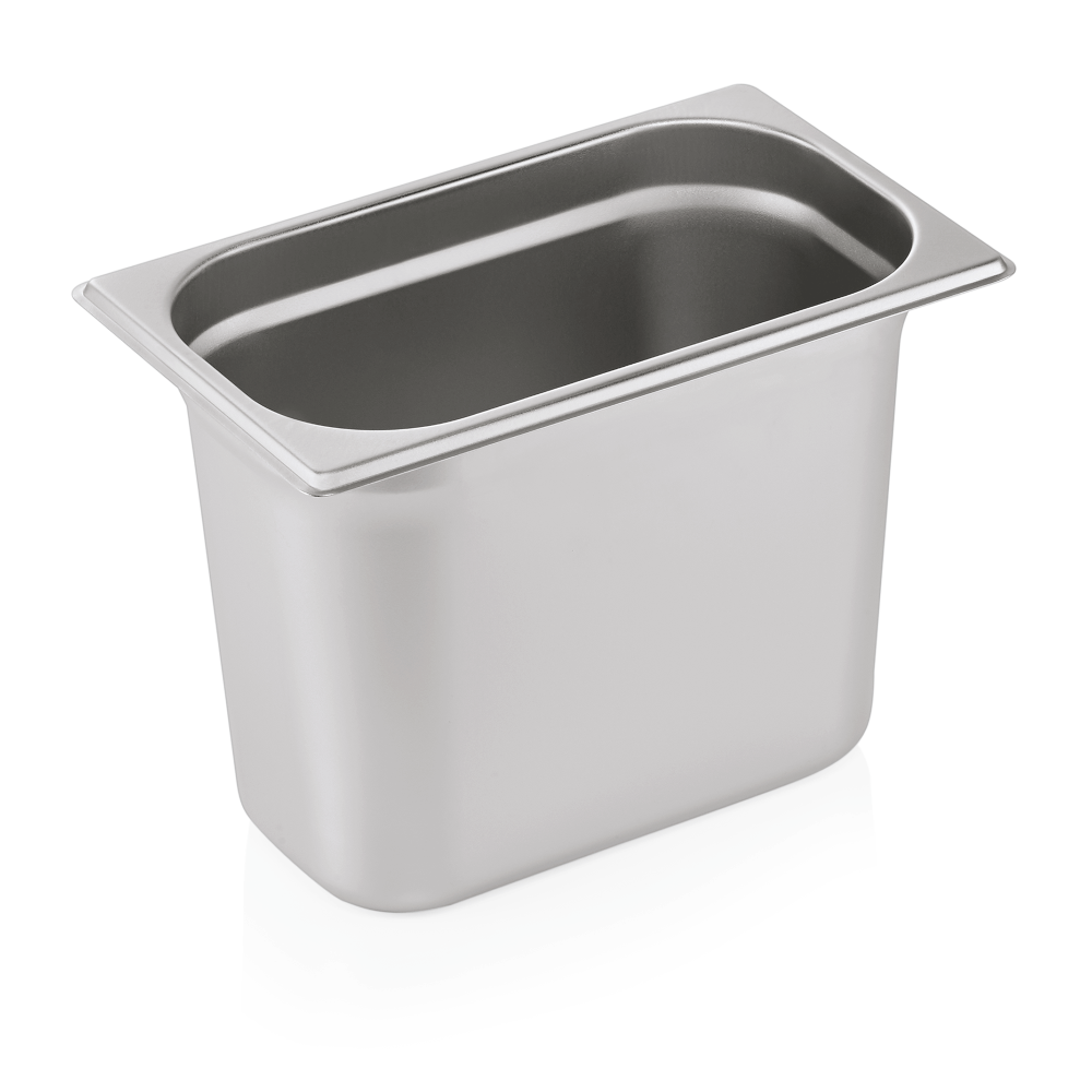 GN container 1/4 (stainless steel, 26.5 x 16.2 cm. + h20 cm., 5.5 l.) GN container 1/4 (stainless steel, 26.5 x 16.2 cm. + h20 cm., 5.5 l.)