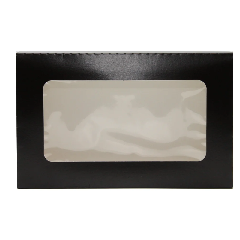 Disposable box with window (paper, black, 22 x 14 x h5 cm., 50 pcs.)