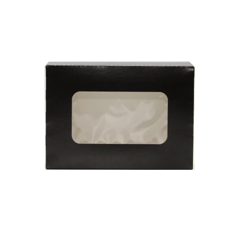 Dėžutė su langu (popierinė, juoda, 17 x 11,5 x h5 cm., 50 vnt.)