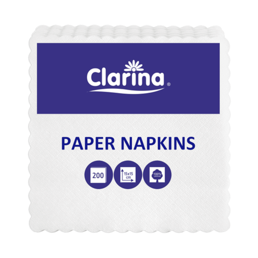 Napkins with cut edges (white, 15 cm., 200 pcs.)