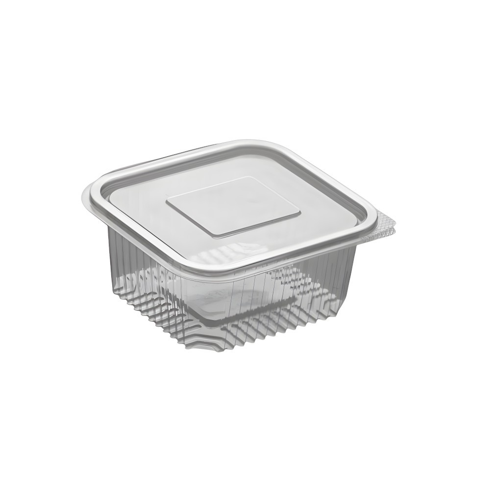 Vienkartinis indelis su dangteliu (12,5 x 12,5 x h6 cm., 500 ml., 100 vnt.)