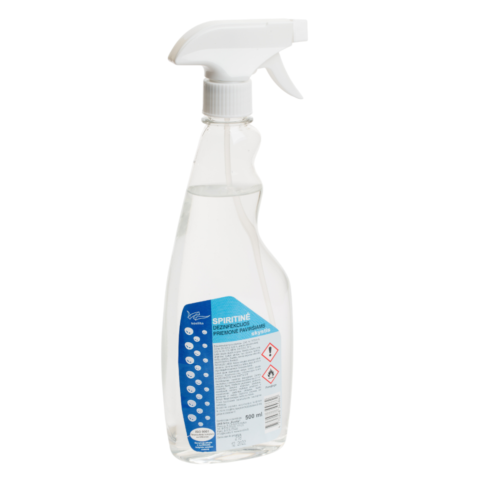 Priemonė paviršiams dezinfekuoti spiritinė 500 ml. Priemonė paviršiams dezinfekuoti spiritinė 500 ml.